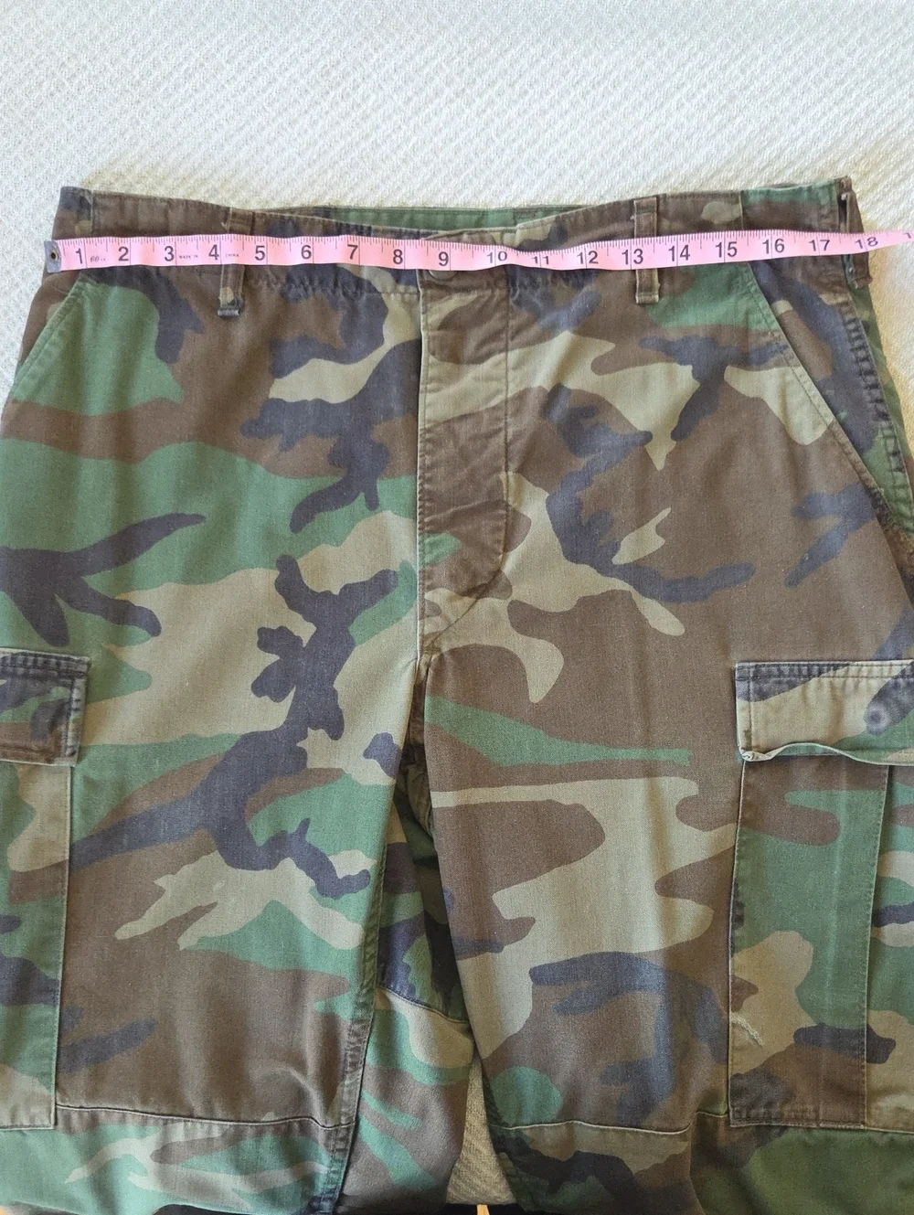 Vintage US Military Camouflage Cargo Utility Pant Adjustable Waist Size 36w
